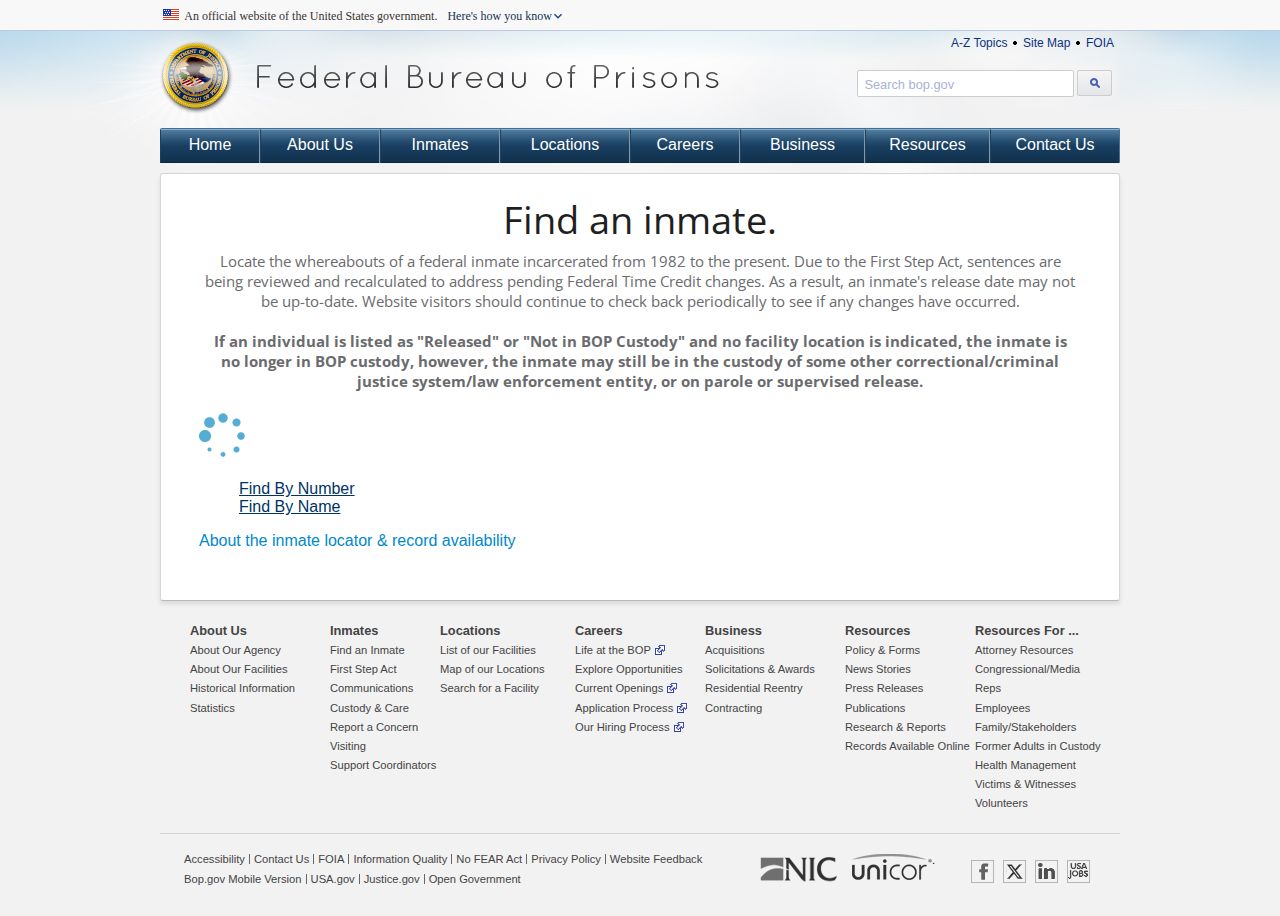 Federal release search for a Butler County inmate
